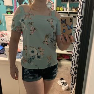 Shein off the shoulder lime shirt